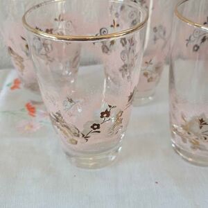 Vintage Libby's Duchess Pink Gold Rim Juice Glasses Set of 4
